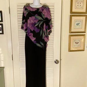 Ignite Evenings Dress with Floral Asymmetrical Caplet Size 6 NWT